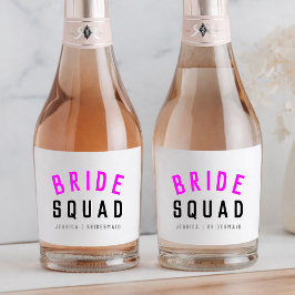 Bruids-Squad | Hot Roze Bachelorette Bruidsmeisje Sparkling Wijnetiket