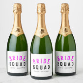 Bruids-Squad | Hot Roze Bachelorette Bruidsmeisje Sparkling Wijnetiket (Flessen)