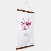 Bruids-squad naam monogram bruidsmeisje roze datum hangend wandkleed (Gebogen)
