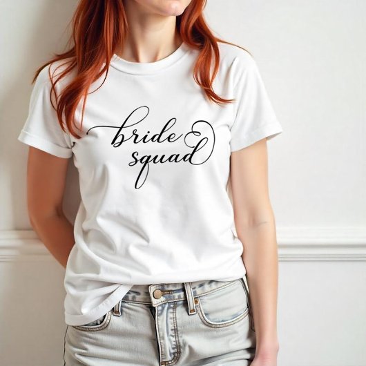 Bruids-Squad T-Shirt – Elegante Script Trouwfeest