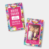 Bruids-Squad VIP Disco Bal Foto Bruidsmeisje Badge (Voor- en achterkant)