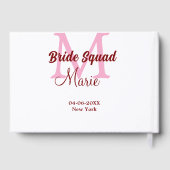 Bruids-squad voeg naam monogram bruidsmeisje roze  gastenboek (Achterkant)