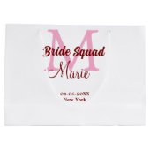 Bruids-squad voeg naam monogram bruidsmeisje roze  groot cadeauzakje (Achterkant)