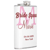 Bruids-squad voeg naam monogram bruidsmeisje roze  heupfles (Rechts)