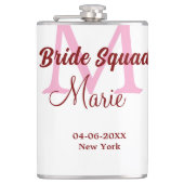 Bruids-squad voeg naam monogram bruidsmeisje roze  heupfles (Voorkant)