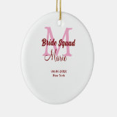 Bruids-squad voeg naam monogram bruidsmeisje roze  keramisch ornament (Rechts)