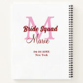 Bruids-squad voeg naam monogram bruidsmeisje roze  notitieboek (Achterkant)