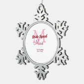 Bruids-squad voeg naam monogram bruidsmeisje roze  tin sneeuwvlok ornament (Rechts)