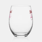 Bruids-squad voeg naam monogram bruidsmeisje roze  wijnglas zonder voet (Rechts)