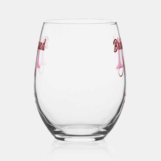 Bruids-squad voeg naam monogram bruidsmeisje roze wijnglas zonder voet (Links)