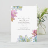 Bruids Succulenten Tuin Met Bes Mint & Goud  Kaart (Staand voorkant)