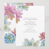 Bruids Succulenten Tuin Met Bes Mint & Goud  Kaart (Voorkant / Achterkant)