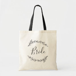 Bruids tas. Zwart-wit botanisch bruiloftsdecor Tote Bag