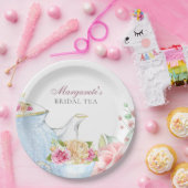 Bruids Tea Party Bloemen Elegant Gepersonaliseerd Papieren Bordje (Feest)