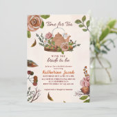 Bruids Tea Party Bloemen herfst Vrijgezellenfeest Kaart (Staand voorkant)