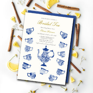 Bruids Tea Party Chinoiserie Kant Marine Douche Kaart