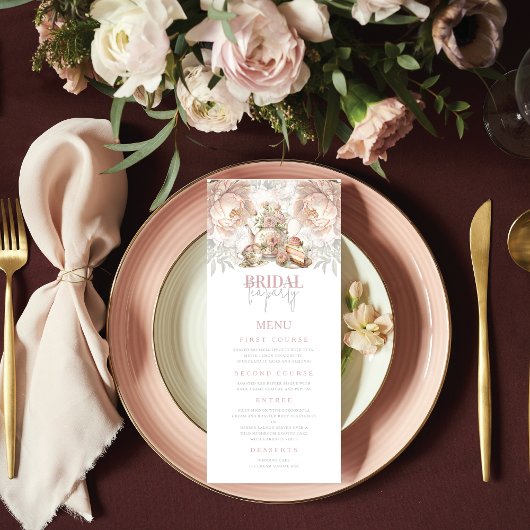 Bruids Tea Party Elegante Pastel Menu