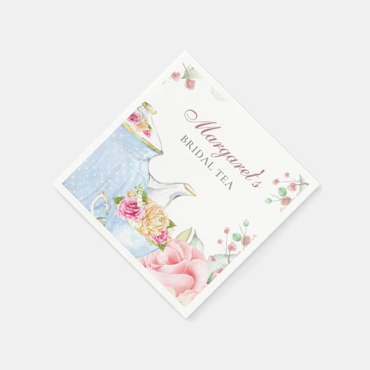 Bruids Tea Party Gepersonaliseerde Bloemen Servet (Hoek)