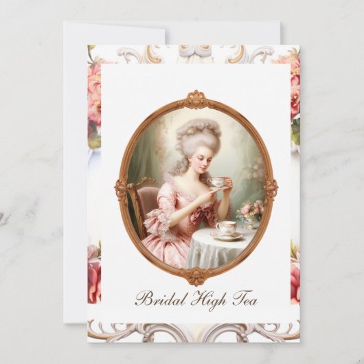 Bruids Tea Party Rococo Marie Antoinette Kaart (Voorkant)