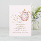 Bruids Tea Party Roze Chinoiserie Vrijgezellenfees Kaart (Staand voorkant)