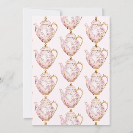 Bruids Tea Party Roze Chinoiserie Vrijgezellenfees Kaart (Achterkant)