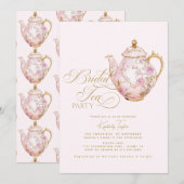 Bruids Tea Party Roze Chinoiserie Vrijgezellenfees Kaart (Voorkant / Achterkant)