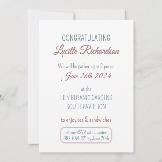 Bruids Tea Party Theepot Teacups Bruiloft Brunch Kaart (Achterkant)