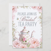 Bruids Tea Party Theepot Teacups Bruiloft Brunch Kaart (Voorkant)
