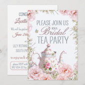 Bruids Tea Party Theepot Teacups Bruiloft Brunch Kaart (Voorkant / Achterkant)