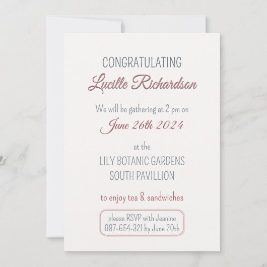 Bruids Tea Party Theepot Teacups Bruiloft Brunch Kaart (Achterkant)