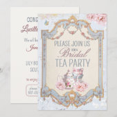 Bruids Tea Party Theepot Teacups Bruiloft Brunch Kaart (Voorkant / Achterkant)