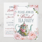Bruids Tea Party Theepot Teacups Bruiloft Brunch Kaart (Voorkant / Achterkant)