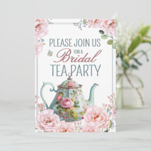 Bruids Tea Party Theepot Teacups Bruiloft Brunch Kaart