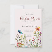 Bruids Tea Party uitnodiging, Wildflower Wildflowe Kaart (Voorkant)