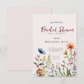 Bruids Tea Party uitnodiging, Wildflower Wildflowe Kaart (Voorkant / Achterkant)