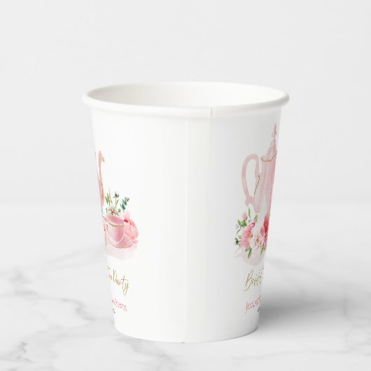 Bruids Tea Party | verguld roze Vrijgezellenfeest Papieren Bekers (Rechts)