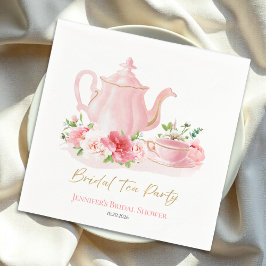 Bruids Tea Party | verguld roze Vrijgezellenfeest Servet