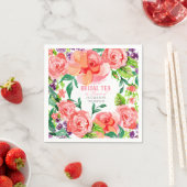 Bruids Tea Party Waterverf Modern Flowers Roos Servetten (Insitu)