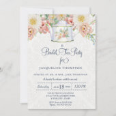 Bruids Tea Party Waterverf Roze n Witte Bloemen Kaart (Voorkant)