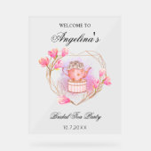Bruids Tea Party Wedding Roze Thee Pot Acryl Bord (Voorkant)