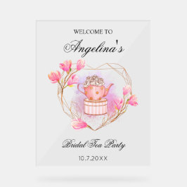 Bruids Tea Party Wedding Roze Thee Pot Acryl Bord