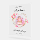 Bruids Tea Party Wedding Roze Thee Pot Acryl Bord (Hoek)