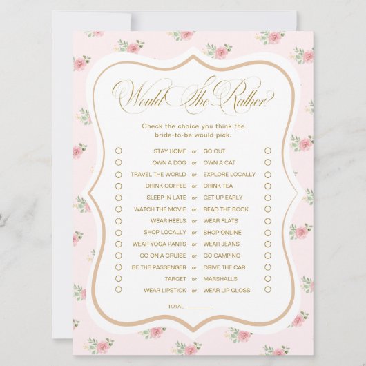 Bruids Tea Party zou ze liever spel Kaart (Voorkant)