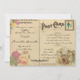 Bruids Tea Shower Honorering, stijl oude Briefkaar Kaart