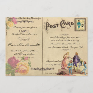 Bruids Tea Shower Honorering, stijl oude Briefkaar Kaart