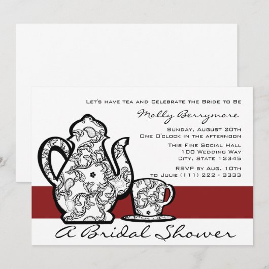 Bruids Tea Shower Kaart (Voorkant / Achterkant)