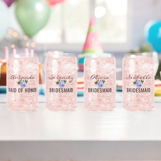 Bruids Team Gouden Glitter Geo Blauw Bloemen Bruil Blikvorm Glas (Insitu (Verjaardag))