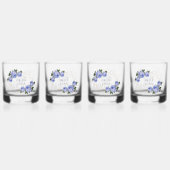 Bruids Team Gouden Glitter Geo Blauw Bloemen Bruil Whisky Glas (Achterkant)