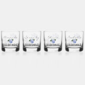 Bruids Team Gouden Glitter Geo Blauw Bloemen Bruil Whisky Glas (Voorkant)