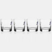 Bruids Team Gouden Glitter Geo Blauw Bloemen Bruil Whisky Glas (Links)